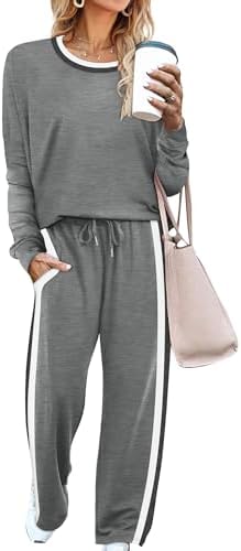 Heather grey knit pairs with sporty side stripes in this soft two-piece set cut for cool travel days and quiet weekends.