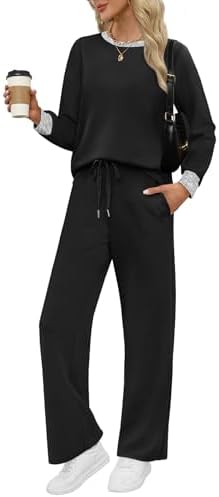 Crisp color blocking cuts through deep black on this breezy two-piece set, finished with long sleeves and wide-leg bottoms.