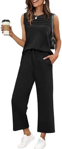Solid black gives this breezy tank and cropped wide-leg set a clean, grounded look that dresses up quickly for work or travel.