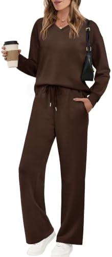 Rich coffee brown gives this relaxed two piece knit set a warm, grounded look that carries well through cooler travel days.