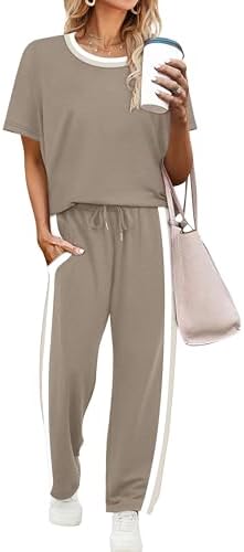 A deep coffee tone grounds this silky spacer-knit set, pairing a breezy short-sleeve top with cropped wide legs.