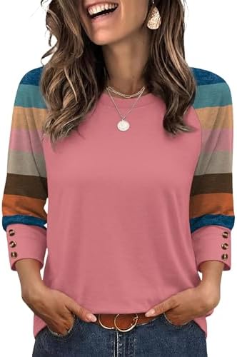 Raglan three-quarter sleeves and bold color blocking shape this easy everyday top in a soft knit blend.