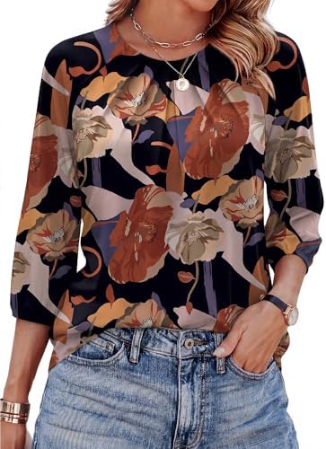 A soft floral blouse cut with gathered raglan sleeves and neat front pleats for breezy workdays and easy weekends.
