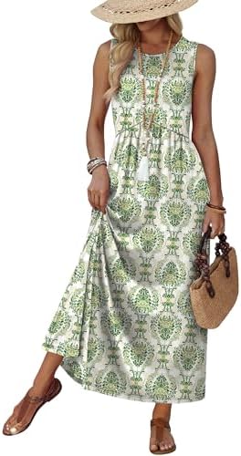 Splashed in botanical green, this babydoll maxi combines a soft pleated waist with deep side pockets for warm sunny days.