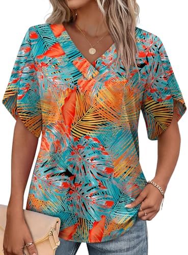 Overlapping petal sleeves frame this airy summer blouse, printed in our lively Floral 06 botanical pattern.