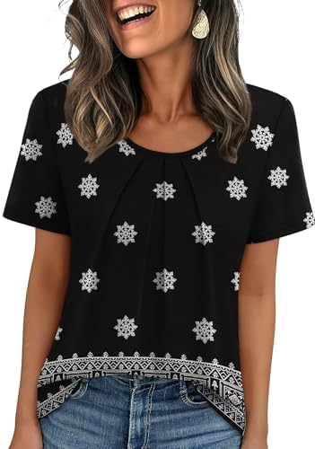 Small pleats release soft volume across the chest of this scoop neck top, printed in our earthy Boho Print 05 pattern.