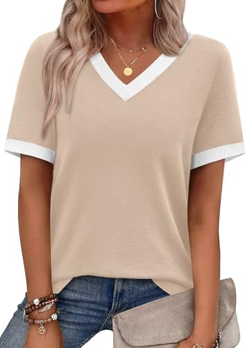 Warm apricot colorblocking softens the clean lines of this lightweight fine-gauge knit sweater.