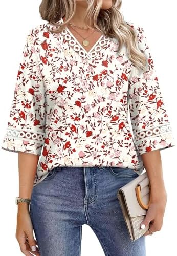 Swirling paisley in dusty pink meets delicate eyelet lace along the neckline and cuffs on this breathable spring blouse.