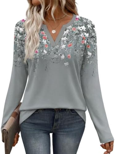 Raglan sleeves and muted grey floral patterning give this casual long sleeve shirt an easy, put-together look for cooler days.