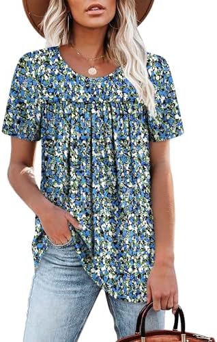 A ruffled babydoll front and an intricate black print give this breezy crewneck tee an easy, dressed-up feel.