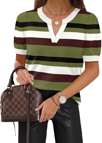 Crisp horizontal stripes set across a lightweight viscose knit give this short-sleeve polo sweater an easy, tailored look.