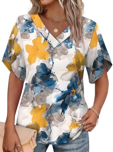 Split petal sleeves and our vibrant Floral 01 botanical print give this light summer blouse an airy, easy feel.
