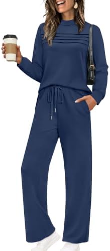 Deep navy spacer fabric gives this two-piece top and cropped pant set a clean, breezy drape with four-way stretch.
