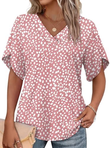 Overlapping petal sleeves and the soft tones of the Floral 03 print give this easy V-neck top a breezy warm-weather feel.