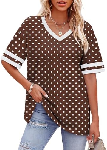 Crisp brown polka dots meet sporty striped sleeve cuffs in a relaxed, lightweight summer knit that packs easily for warm trips.