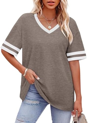 A soft knit tee in light taupe, trimmed with contrast sporty stripes along the cuffs for an easy everyday look.