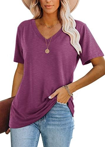 A rich purple hue pairs with an airy drape in this soft short-sleeve top designed for easy warm-weather dressing.
