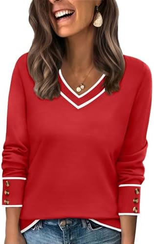 Bold panels of festive red give this easy-drape sweater an energetic look for holiday gatherings and relaxed evenings.