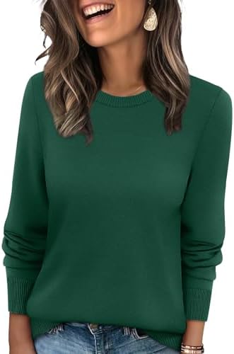 A deep forest green ribbed knit sweater with a relaxed crewneck and loose cut, built for chilly days and easy layering.