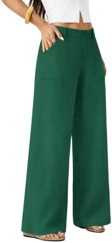 Cut with a wide flowing leg in rich green, these trousers pair a clean front closure with a flexible back waistband.