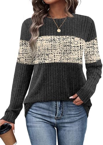A soft knit pullover in our unique beige print with clean color blocking across the chest and long sleeves.