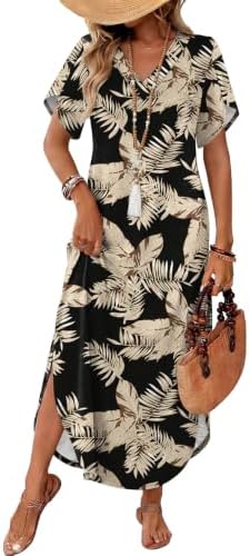 A breezy tropical leaves print meets an ankle-length knit cut with roomy petal sleeves and generous side slits.