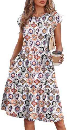 Swirling paisley patterning brings rich movement to this tiered knit dress, finished with neat cap sleeves and deep side pockets.