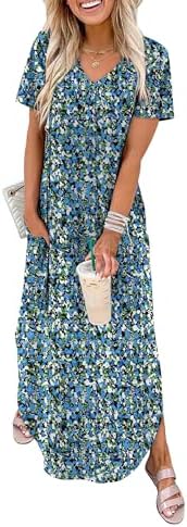 Soft violet blooms scatter across a breezy midi knit cut with short sleeves, a classic V-neck, and a curved side-slit hem.