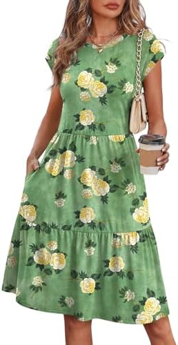 Lush botanicals across a breezy tiered cut make this green floral sundress an easy pick for warm afternoons.