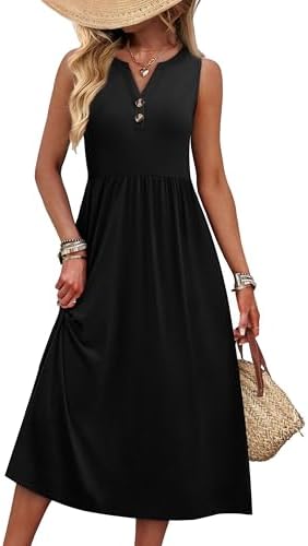 A breezy V-neck midi dress in our soft black jersey knit, cut with functional front buttons and an easy curved hem.