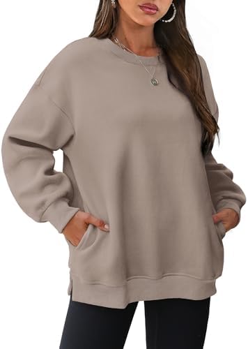 Brushed fleece lining and a muted coffee grey tone make this relaxed pullover an easy pick for chilly mornings.