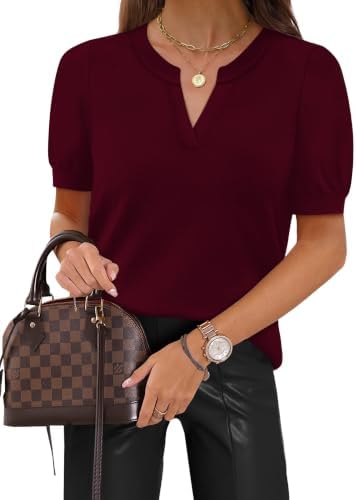 A fine-gauge knit in rich burgundy purple brings polish to warm afternoons and cool early fall mornings without heavy bulk.