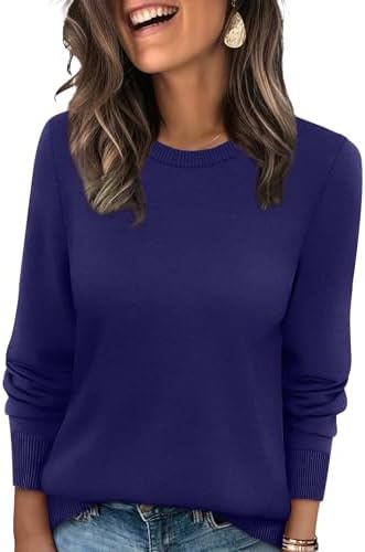 Ribbed navy knit with a relaxed cut and classic crewneck gives you an easy layer for crisp mornings and cool evenings.