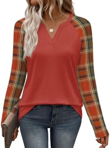 Raglan sleeves and warm caramel plaid panels bring an easy, relaxed layer to breezy autumn mornings and cool evenings.