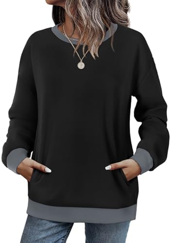 Muted black grey tones bring a soft, grounded feel to this lightweight crewneck sweatshirt cut with drop shoulders and a side pocket.