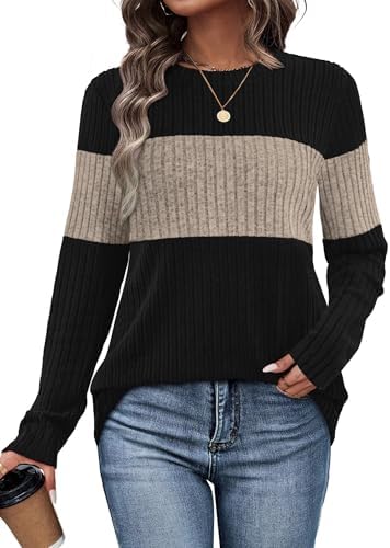 Crisp color blocking across the chest and arms lends this lightweight long-sleeve knit an easy, tailored profile.