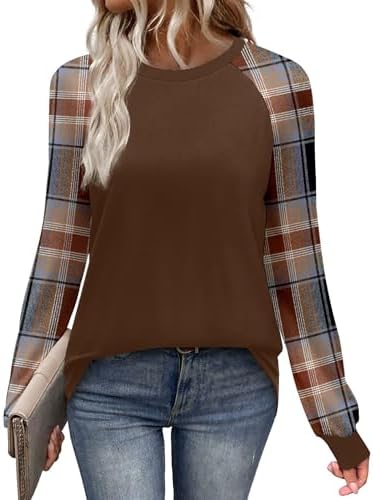 Rich chocolate tones meet classic pattern in this raglan top, cut with a relaxed drape and comfortable stretch for cooler days.
