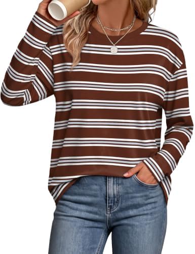 Soft horizontal stripes meet an easy dropped shoulder in this relaxed crewneck tee, sized S through XXL.