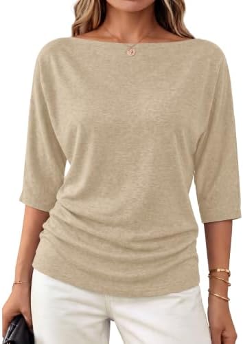 Warm apricot knit with a wide boat neck that easily pulls off one shoulder, finished with loose batwing sleeves.