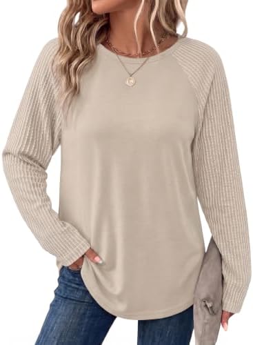 Ribbed raglan sleeves add subtle texture to this lightweight khaki tunic, cut long through the hips for crisp mornings.