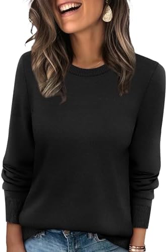 A classic crewneck sweater cut loose in lightweight black ribbed knit, built for cool classrooms and easy morning layering.