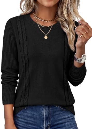 A fine-gauge black knit pullover with ribbed trims and a classic crewneck that slides easily under work blazers and weekend jackets.