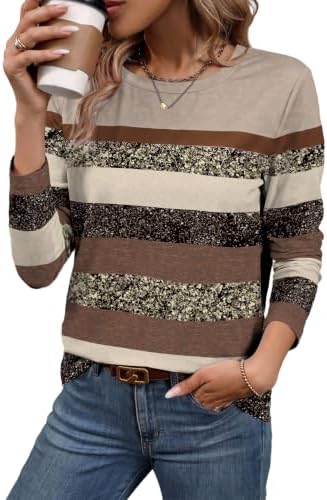 Crisp horizontal stripes run across a silky smooth knit base, giving this long sleeve crew neck an easy, relaxed drape.