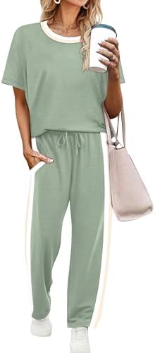 Airy spacer knit gives this cream green two-piece set a soft, fluid drape that keeps cool on warm travel days.