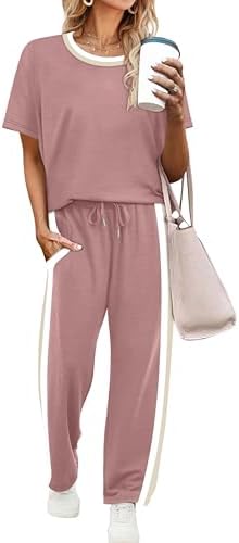 Dyed in a clear summer pink, this two-piece set pairs a short-sleeve top with wide-leg cropped bottoms in our soft spacer knit.