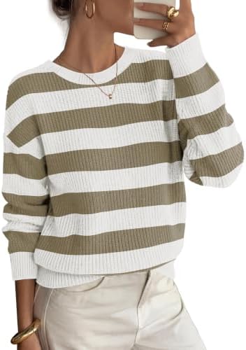 A chunky ribbed knit sweater with dropped shoulders and clean stripes, cut for cool evenings and casual workdays.
