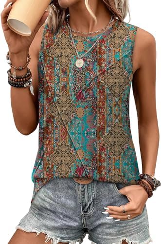 Intricate bohemian patterns cover this breezy sleeveless top, cut with a relaxed drape and extra length through the torso.