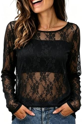 Sheer black floral lace adds breathable texture over a simple cami, cut loose for easy layering all year long.