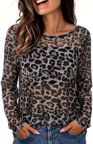 Allover leopard print in a sheer stretch mesh brings an airy patterned layer over your favorite black tanks and denim.