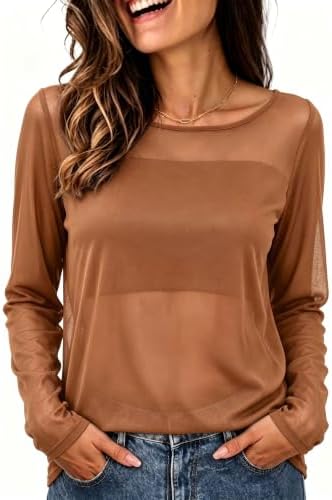 Sheer brown mesh lace layers cleanly over basic tanks and brings rich earthy tone to your daily summer rotation.